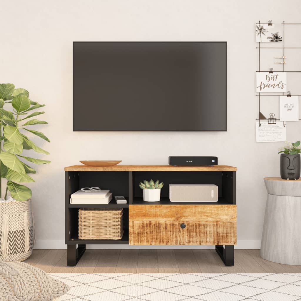 Tv-Meubel 80X33X46 Cm Massief Mangohout En Bewerkt Hout